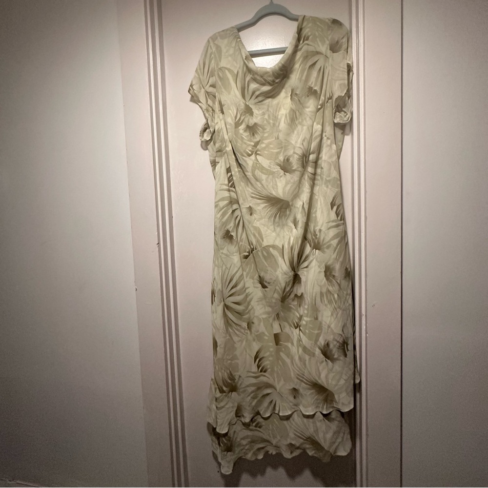 Positive Attitude Cream Leaf Midi Dress